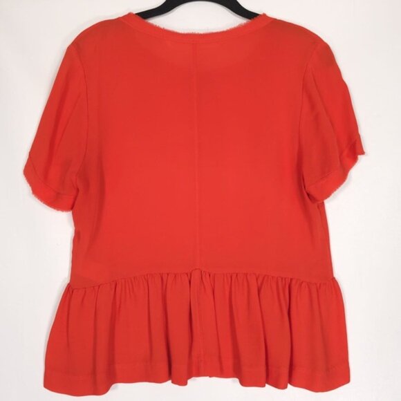 VERONICA BEARD 100% SILK Peplum Top Short‎ Sleeve Tee Orange S172-SGG4370 Size 6 - Picture 2 of 8